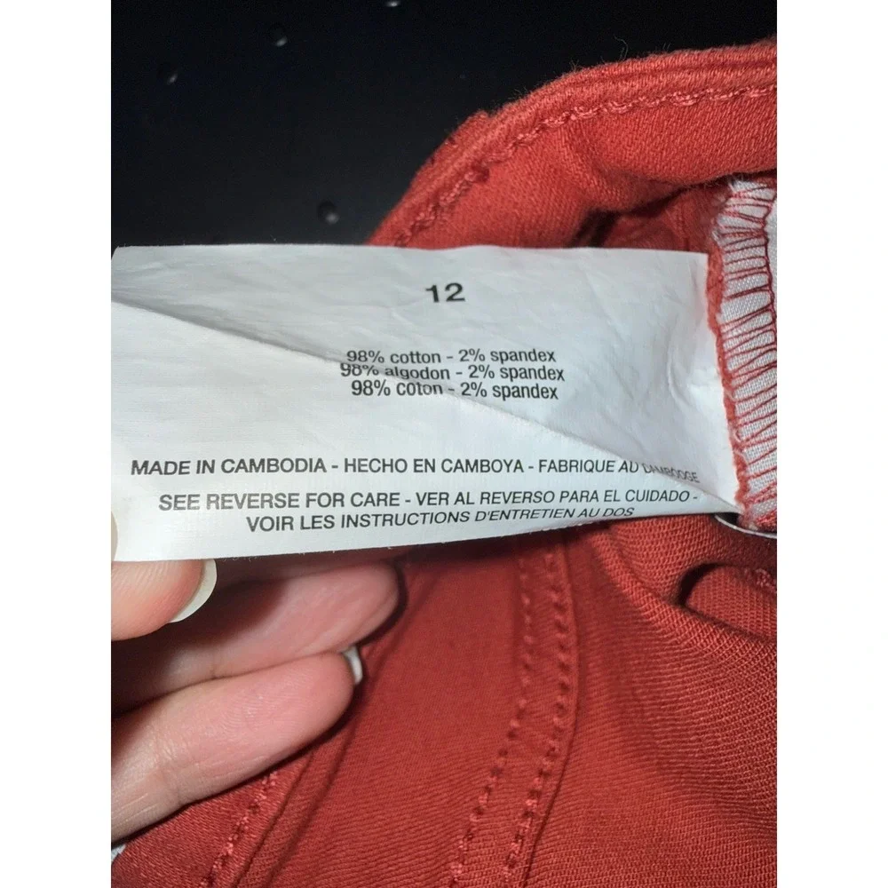 Nine West Capri Women's 12 Red Ochre Gramercy Crop Pant Stretch Cuffed NEW